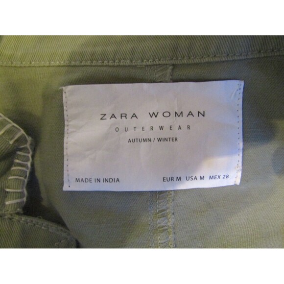 Zara Utility Jacket Tassel Pom Crochet Fringe Boho Coins Green Womens Size M - Picture 8 of 10